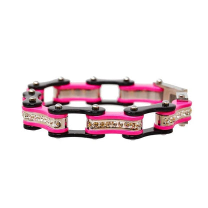 VJ1119 Two Tone Black/Pink W/White Crystal Centers