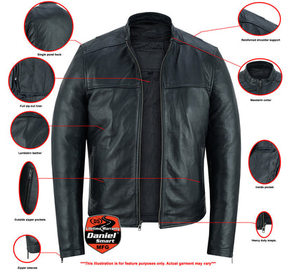 Men's Wanton Lambskin Leather Jacket - Black