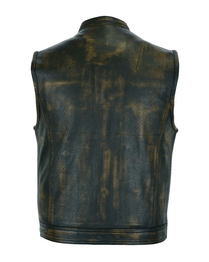 Motorcycle Club Vest® Naked Distressed Brown Leather